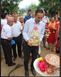 गण्डकी प्रदेश सभाका सदस्य भेषबहादुर पौडेलद्वारा गणेश मूर्ति प्रदान एवम् स्थापना