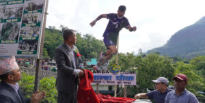 खेलाडीको सम्मानमा जुट्यो मर्स्याङदी गाउँपालिका, स्तम्भ अनावरण