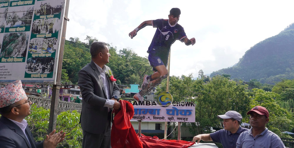 खेलाडीको सम्मानमा जुट्यो मर्स्याङदी गाउँपालिका, स्तम्भ अनावरण
