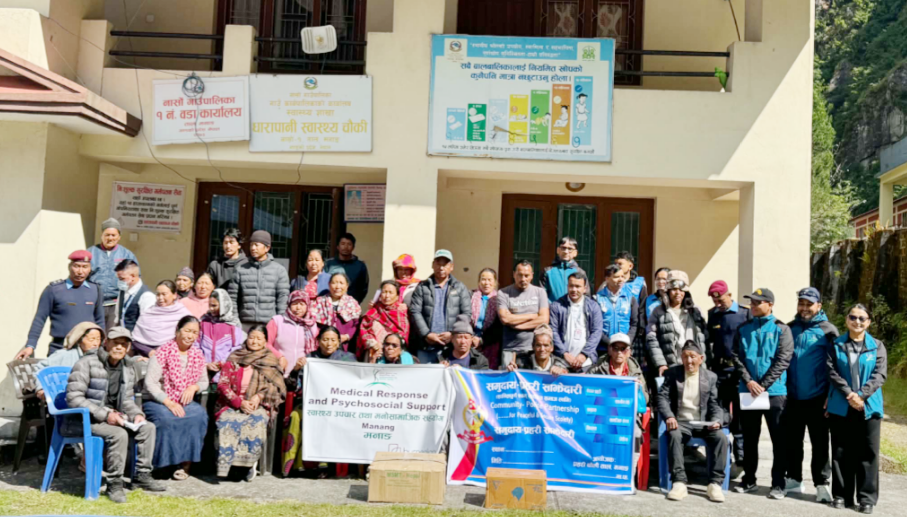मनाङको बाढी प्रभावित ताल गाउँमा HDCS द्वारा राहत वितरण, ७० जनालाई स्वास्थ्य सेवा, मनोसामाजिक सहयोग